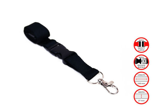 Picture of LANYARD 20MM SAFETY LOCK BLACK - 80CM LENGTH